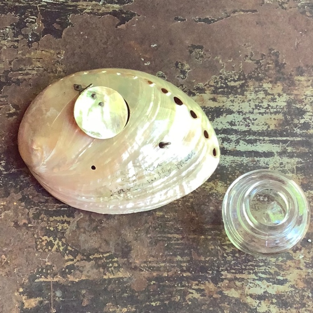Antique / Vintage Mother of Pearl Abalone Ink Well - Picture 5 of 11